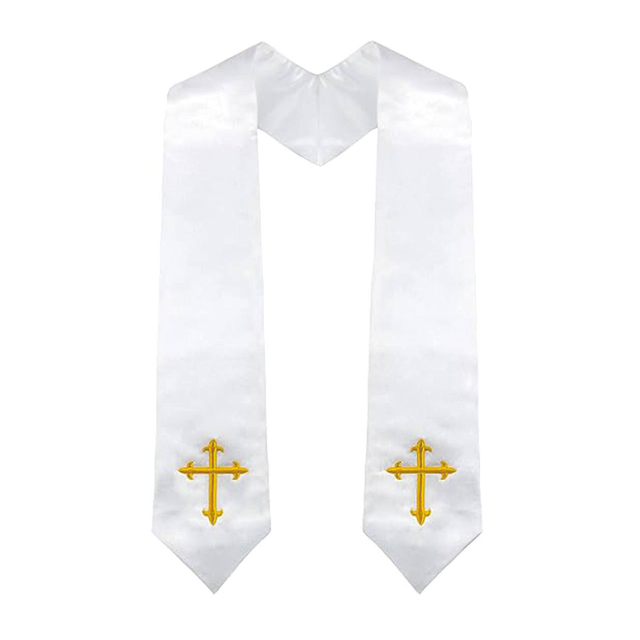 Unisex Adult Choir Stole with Embroidered Cross Wedding Stole Church Choir Sash