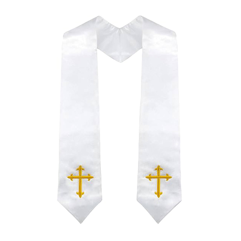 Unisex Adult Choir Stole with Embroidered Cross Wedding Stole Church Choir Sash
