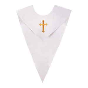 Unisex V-Shape Church Choir Stole with Embroidered Plain Solid Color