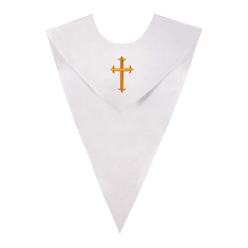 Unisex V-Shape Church Choir Stole with Embroidered Plain Solid Color