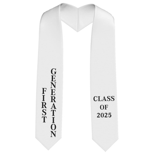 First Generation Graduation Stole for High School College Graduates White Gold