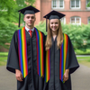 Unisex Adult Rainbow Graduation Stole LGBT Double Layer Satin Graduation Sash