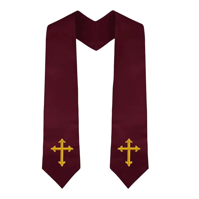 Choir Stole with Cross Embroidery for Church