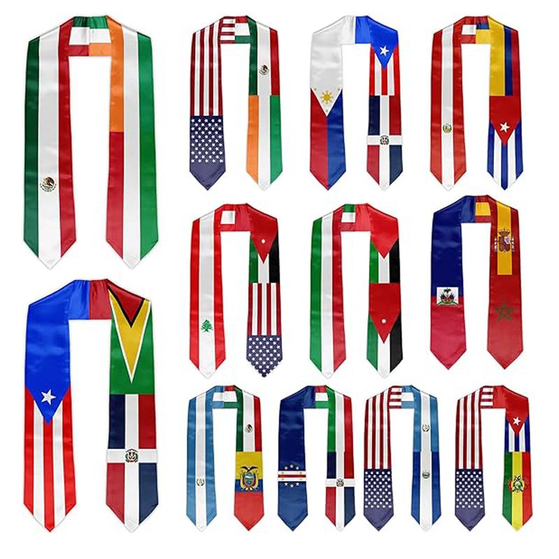 Mixed Flags on One Sash - Mixed Flag Graduation Sash for Graduation's Day 72