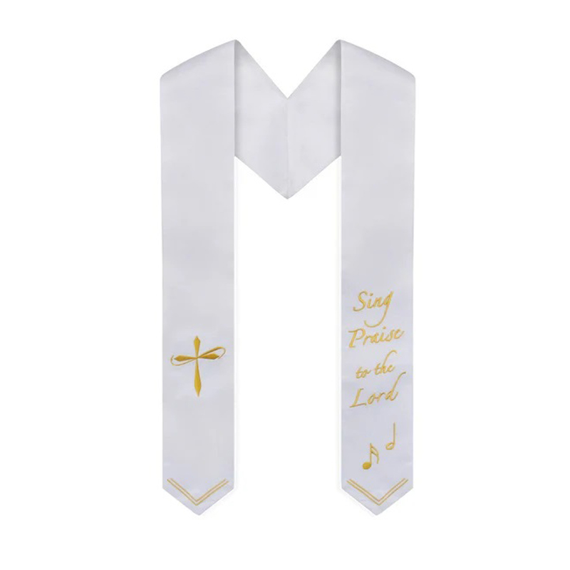 Choir Stole with Cross Embroidery for Church