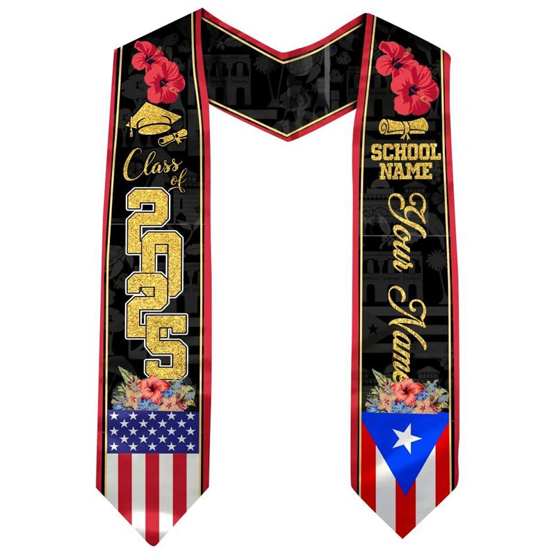 Custom Country Flag Graduation Stole Sash International Graduate