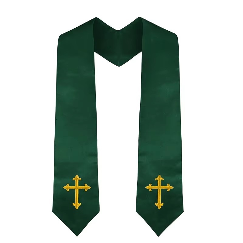 Unisex Adult Choir Stole with Embroidered Cross Wedding Stole Church Choir Sash