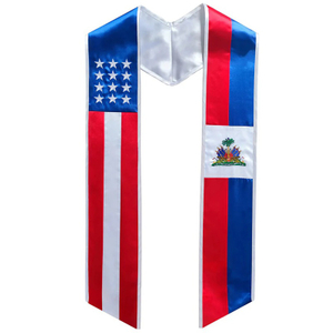 2 Flags on One Sash - Graduation Stole Graduation Sash for International Graduate