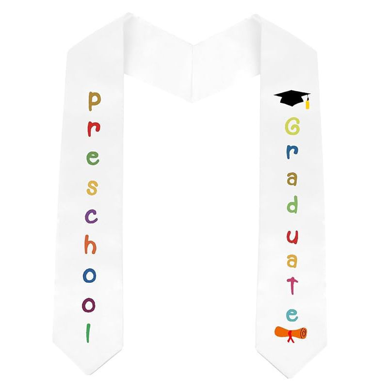 Unisex Preschool Graduation Satin Sash with Colorful Word