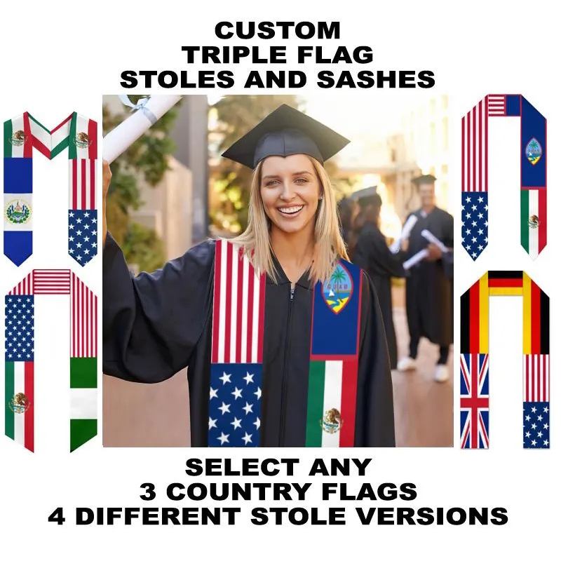 Mixed Flags on One Sash - Mixed Flag Graduation Sash for Graduation's Day 72
