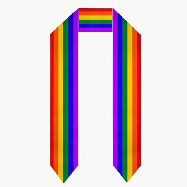 Unisex Adult Rainbow Graduation Stole LGBT Double Layer Satin Graduation Sash
