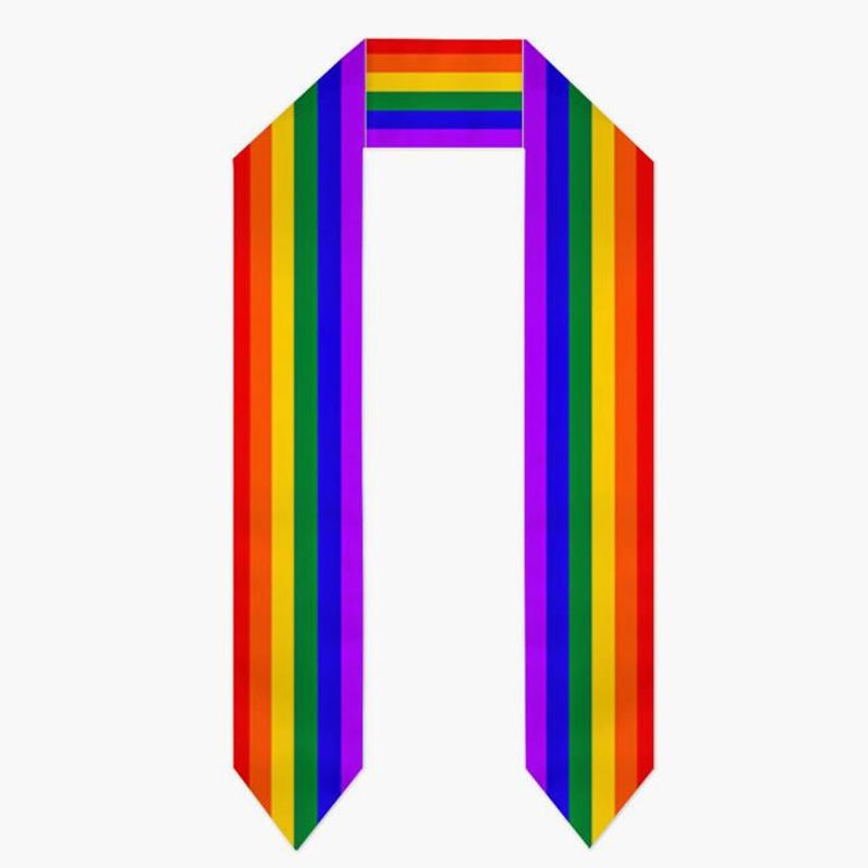 Unisex Adult Rainbow Graduation Stole LGBT Double Layer Satin Graduation Sash