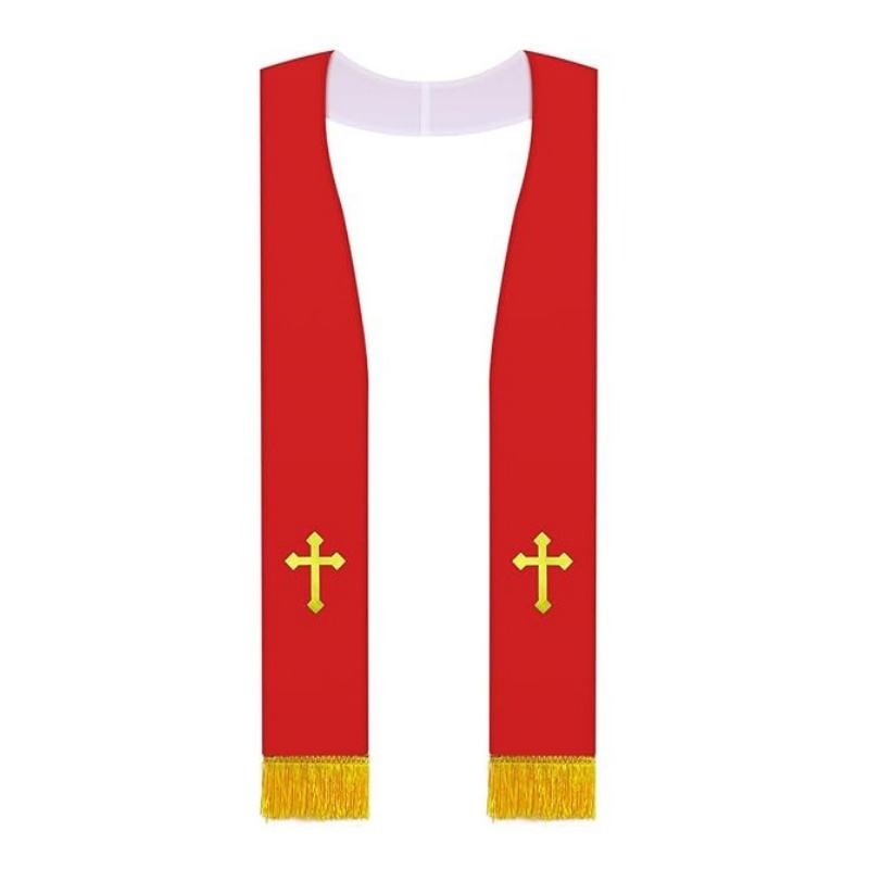 Embroidered Wedding Reversible Stole with Tassels Clergy Mass Stole with Cross Wedding Pastor Shawl