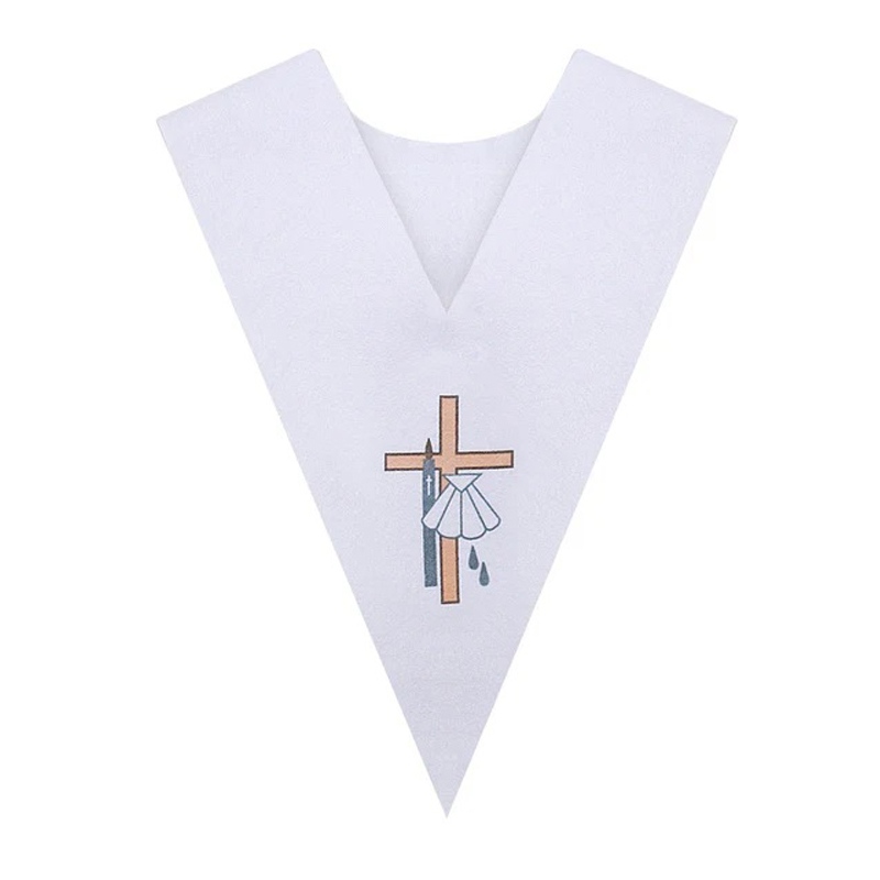 Traditional V Stoles Choir Solid Satin Stole with Embroidery Cross Reversible for Adults Church