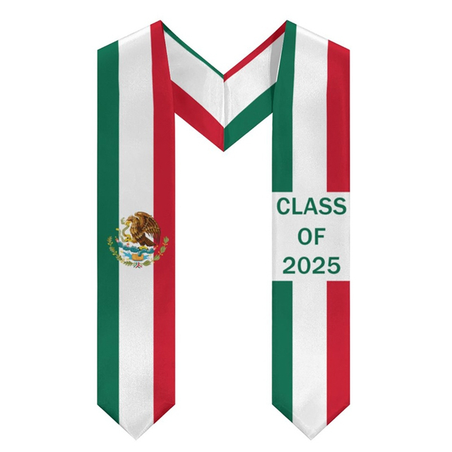 Custom Class of Graduation Stole Classic End Design Flag Sash