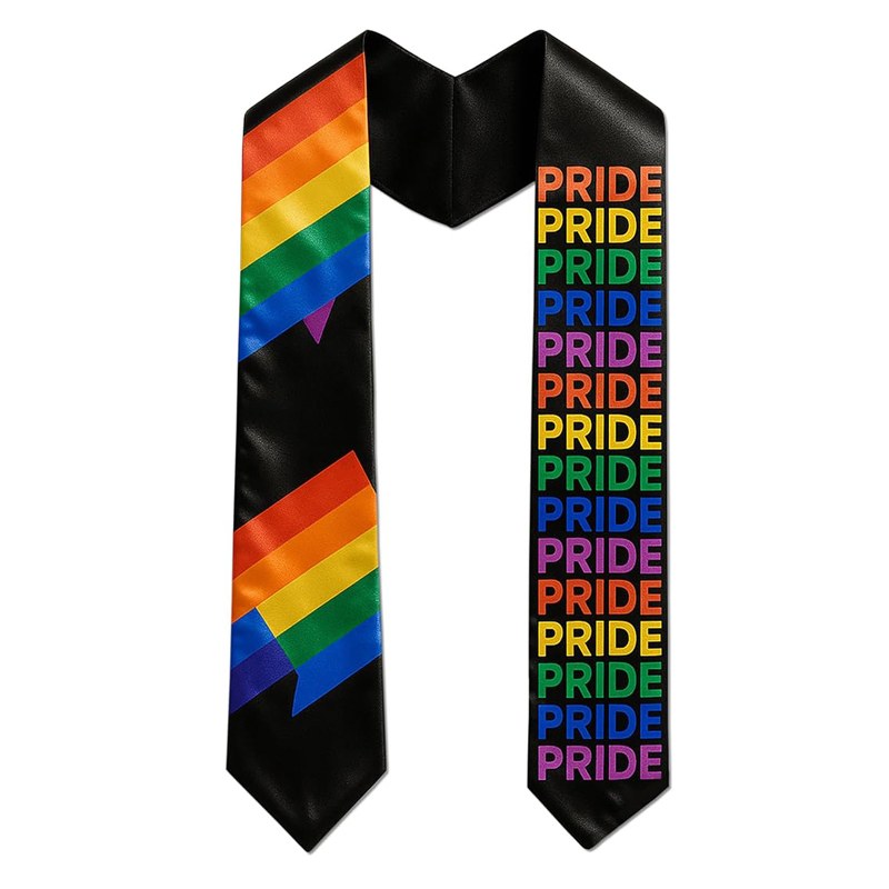 Graduation Twill Rainbow Stole LGBTQ Sash Lavender Graduation Stole