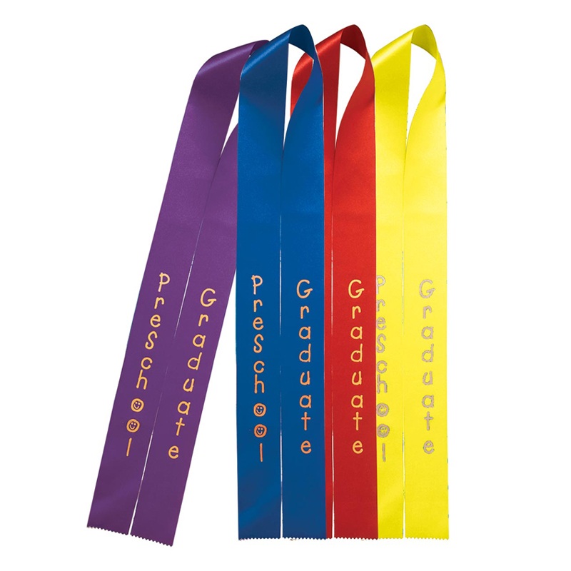Unisex Preschool Graduation Satin Sash with Colorful Word