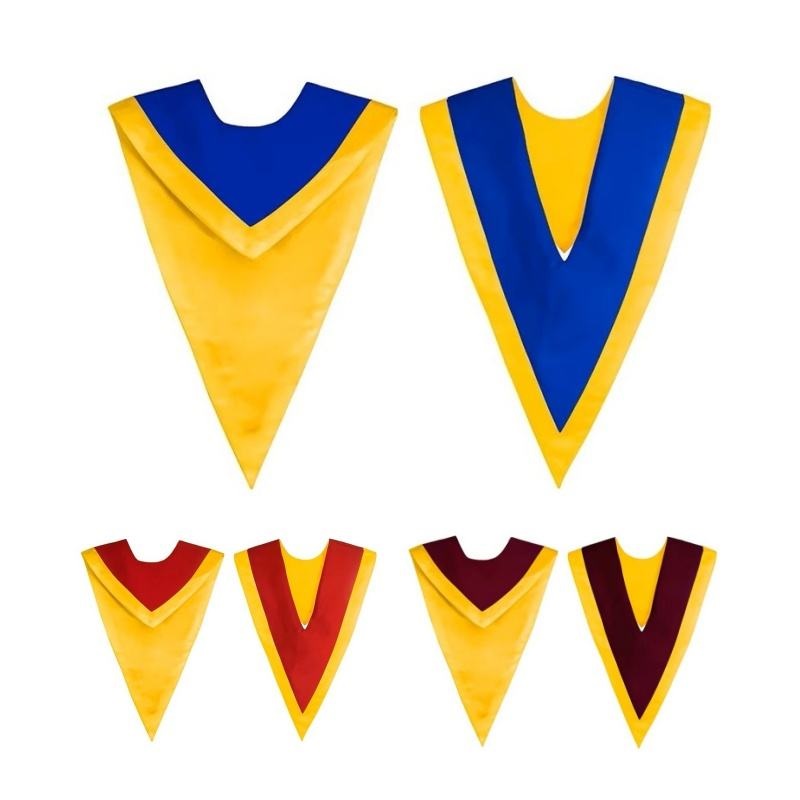 Unisex V-Shape Church Choir Stole with Embroidered Plain Solid Color
