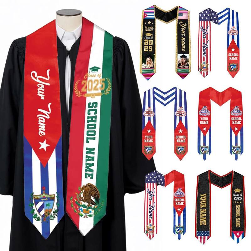 Custom Country Flag Graduation Stole Sash International Graduate