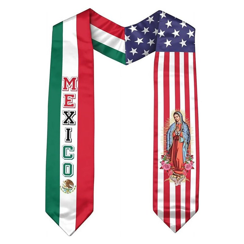 2 Flags on one sash - Country Flag Graduation Stole Embroidery Sash for Study Aboard International Students