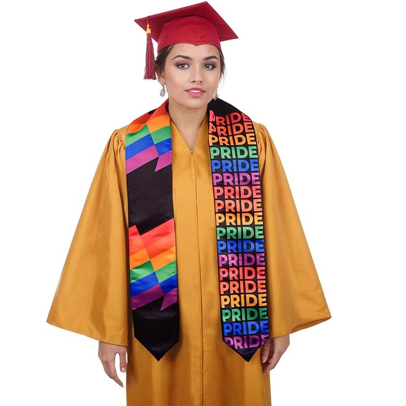 Graduation Twill Rainbow Stole LGBTQ Sash Lavender Graduation Stole