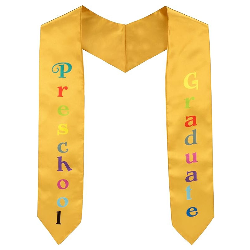 Unisex Preschool Graduation Satin Sash with Colorful Word