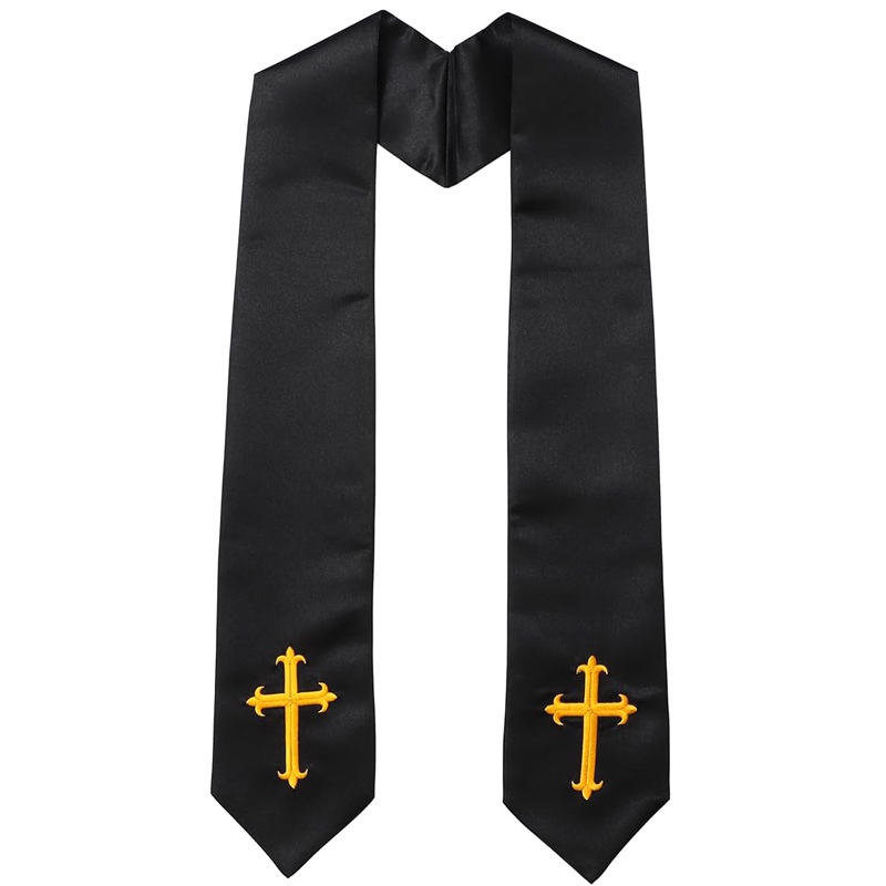 Choir Stole with Cross Embroidery for Church