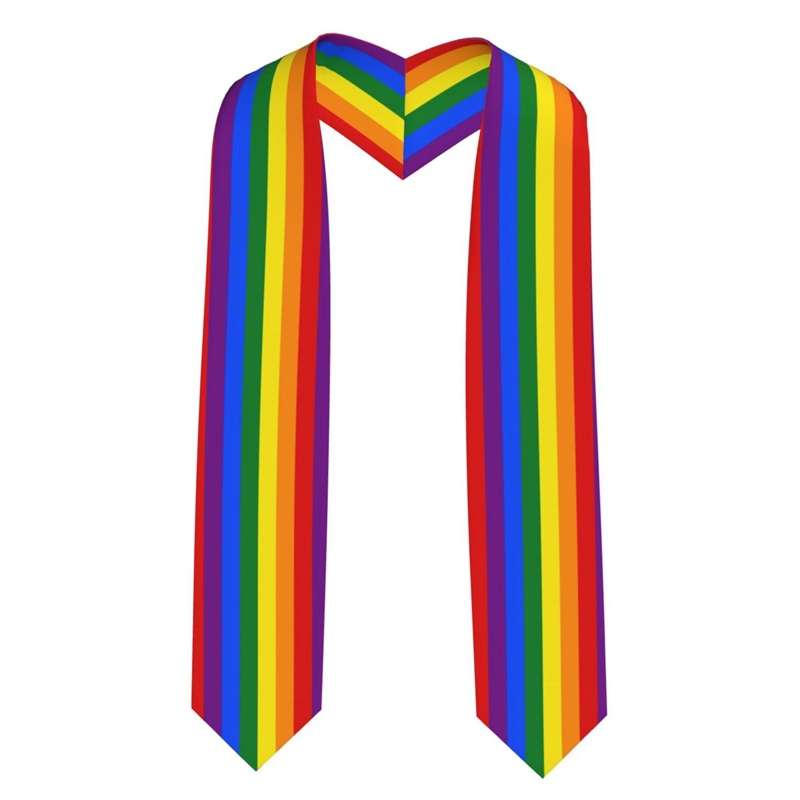 Unisex Adult Rainbow Graduation Stole LGBT Double Layer Satin Graduation Sash