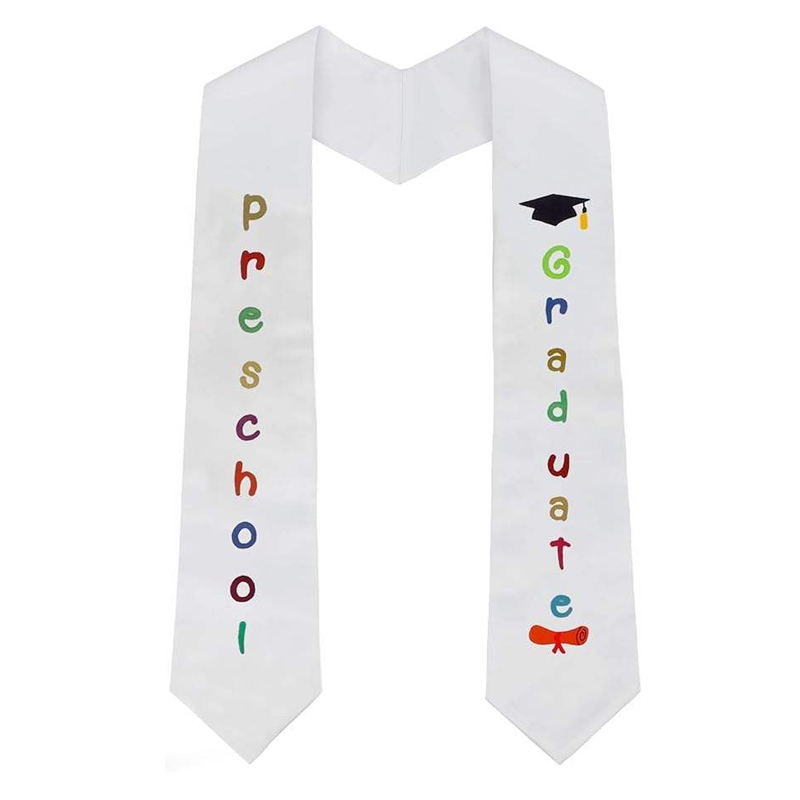 Unisex Preschool Graduation Satin Sash with Colorful Word