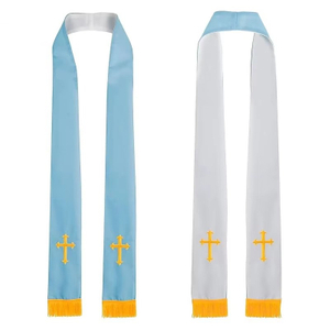 Embroidery Reversible Clergy Stole with Cross Tassels Wedding Church Minister Pastor Priest Shawls