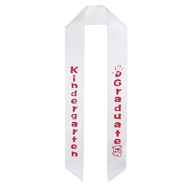Unisex Kindergarten Graduation Satin Sash with Colorful Word