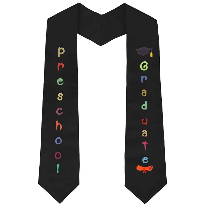 Unisex Preschool Graduation Satin Sash with Colorful Word