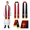 Embroidered Wedding Reversible Stole with Tassels Clergy Mass Stole with Cross Wedding Pastor Shawl