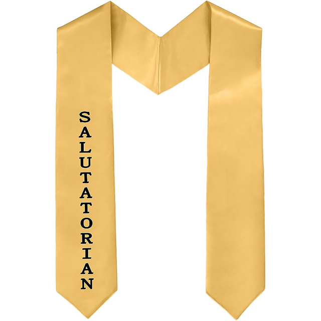 Adults Imprinted Graduation Salutatorian Stole with Classic End Gold 62