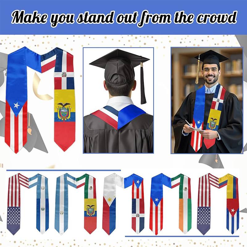 Mixed Flags on One Sash - Mixed Flag Graduation Sash for Graduation's Day 72