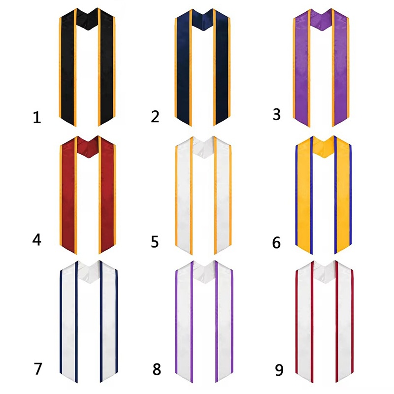 Unisex Adult Plain Graduation Honor Stole Angled End with Trim 72”