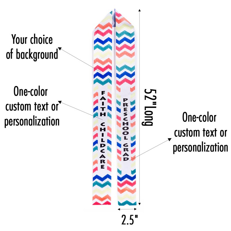 Unisex Kindergarten Graduation Satin Sash with Colorful Word